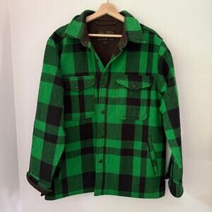 Filson Mackinaw Wool Plaid Jacket Acid Green Sz Medium